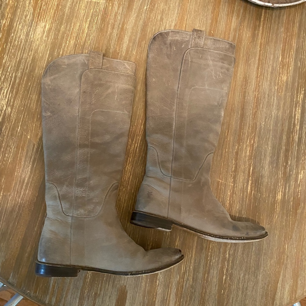 Frye Gray Paige Riding Boots 8.5 Knee-High Grey